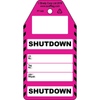 Shutdown-tag, Engels, Zwart op roze, wit, 80,00 mm (B) x 150,00 mm (H)